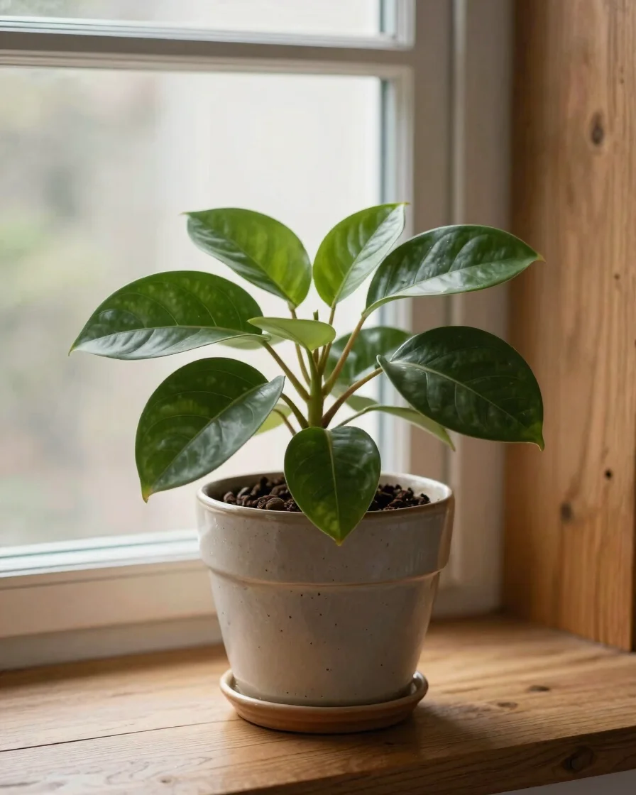 Fotografía editorial botánica de una planta de interior en maceta